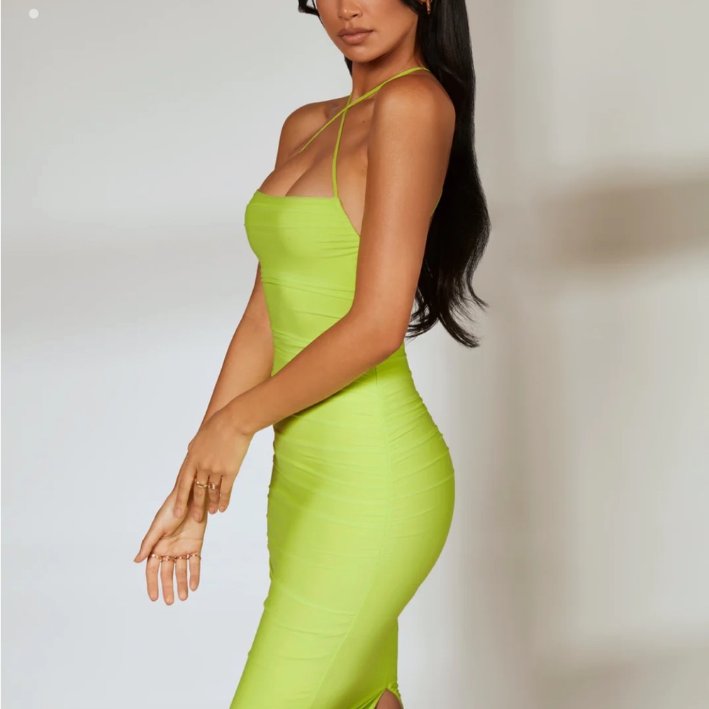 NWT Oh Polly - Low Back Ruched Midi Dress